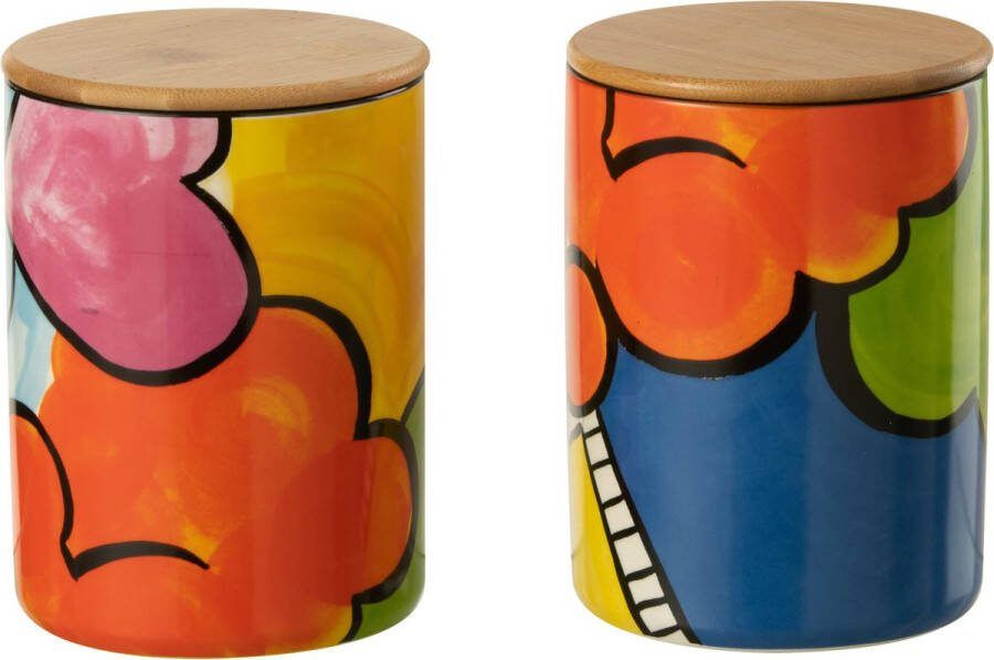J-Line Pop Art voorraadpot porselein mix 2 stuks woonaccessoires