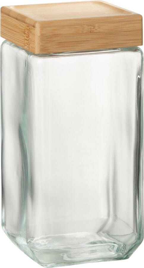 J-Line pot in glas brad glas bamboe transparant naturel extra large