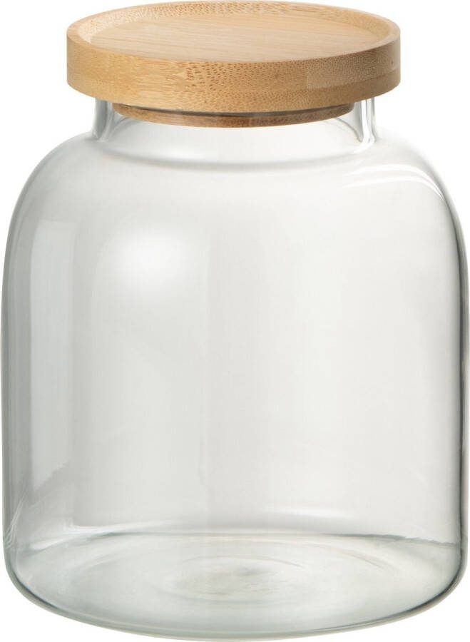 J-Line voorraadpot Tom glas|bamboe transparant|naturel small