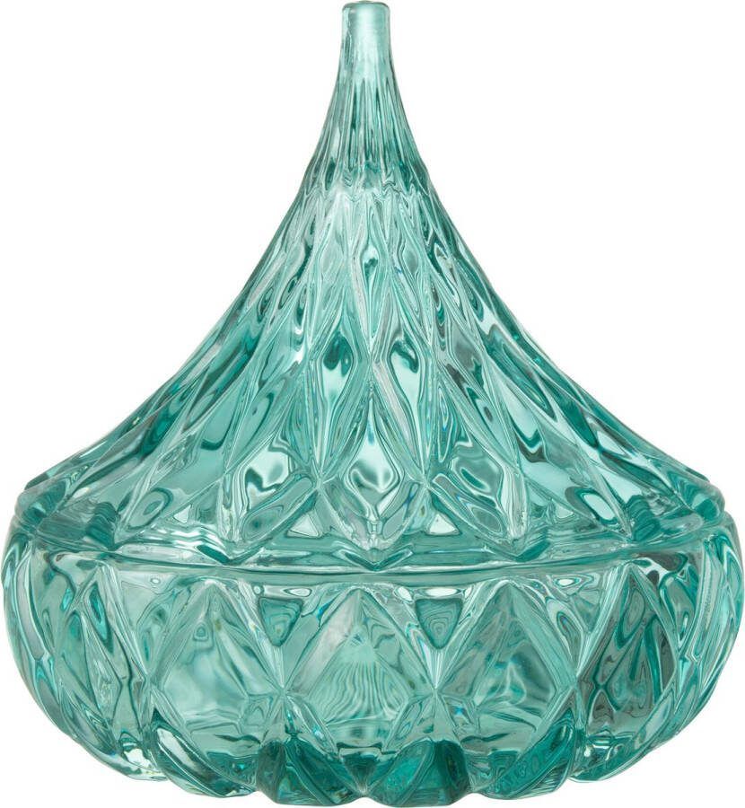 J-Line voorraadpot Puntig Geslepen glas azuurblauw