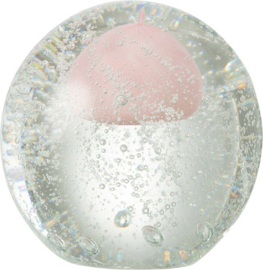 J-Line Presse Papier Bubbel Glas Roze Medium