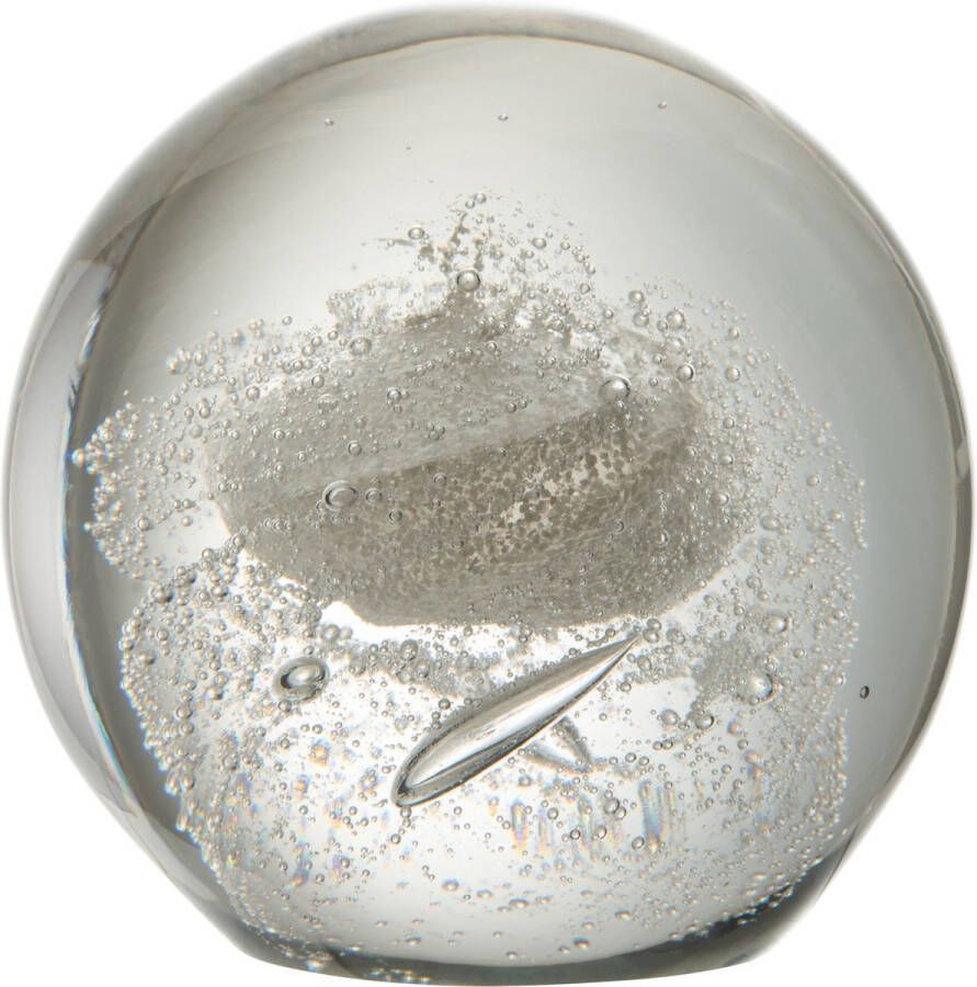 J-Line Presse Papier Bubbel Glas Zilver Extralarge