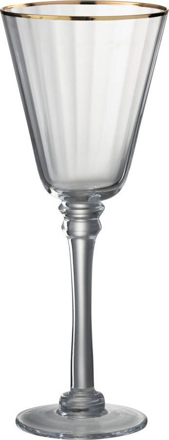 J-Line Rand wijnglas rode wijn glas transparant & goud 6 stuks woonaccessoires