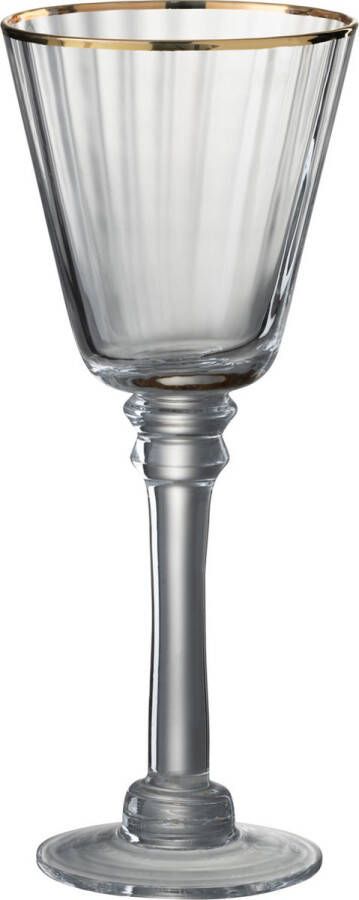 J-Line Rand wijnglas witte wijn glas transparant & goud 6 stuks woonaccessoires