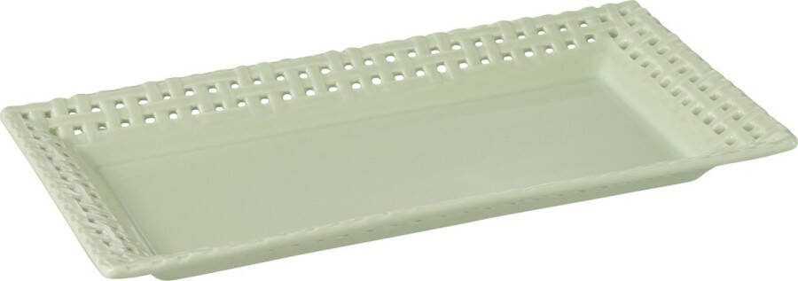 J-Line Rechthoekig bord keramiek groen 6 stuks woonaccessoires