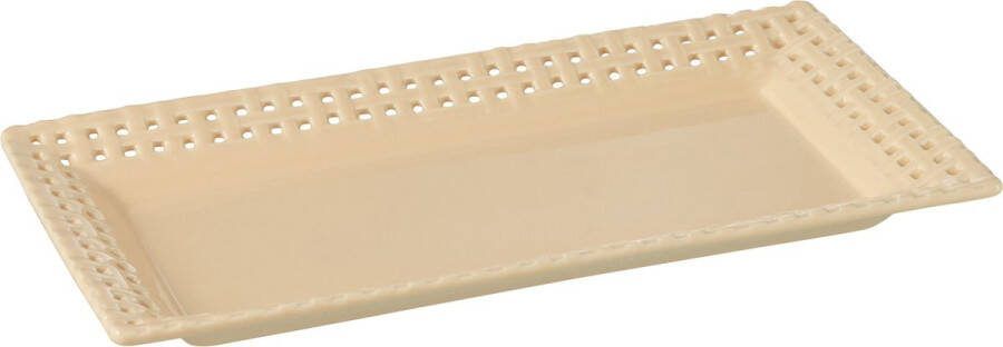 J-Line Rechthoekig bord keramiek perzik 6 stuks woonaccessoires
