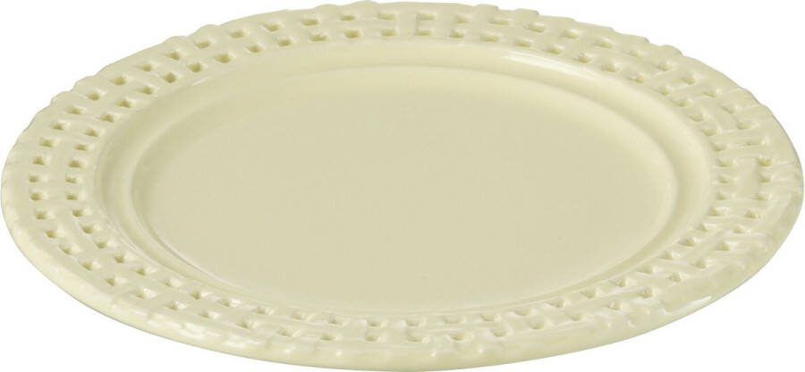 J-Line Rond bord keramiek geel 4 stuks woonaccessoires