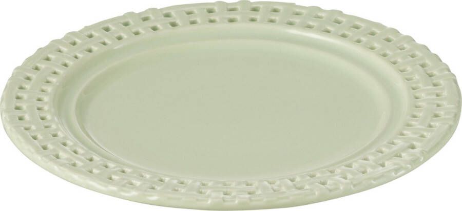 J-Line Rond bord keramiek groen 4 stuks woonaccessoires