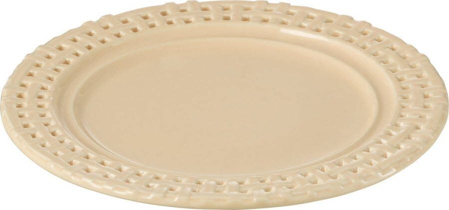 J-Line Rond bord keramiek perzik 4 stuks woonaccessoires