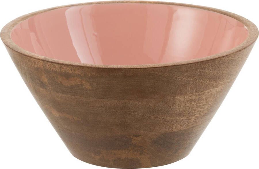 J-Line Kom Mango Hout Roze Email Medium