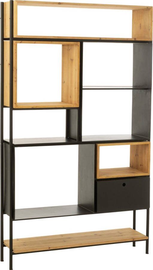 J-Line Schap Tina Hout Ijzer Zwart Naturel Large