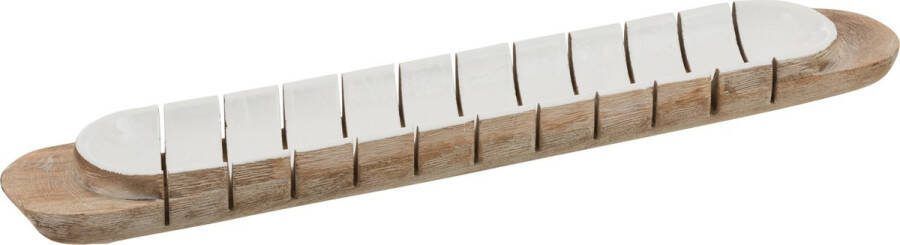 J-Line Schotel Strepen Mango hout wit