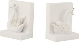 J-Line Set 2 Boekensteun Poly Wit Zilver