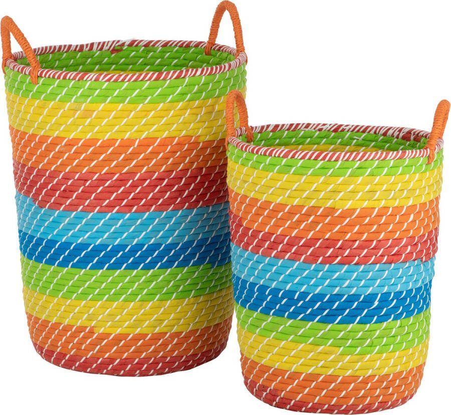 J-Line Set Van 2 Mand Hoog Regenboog Strepen+Handvaten Mix