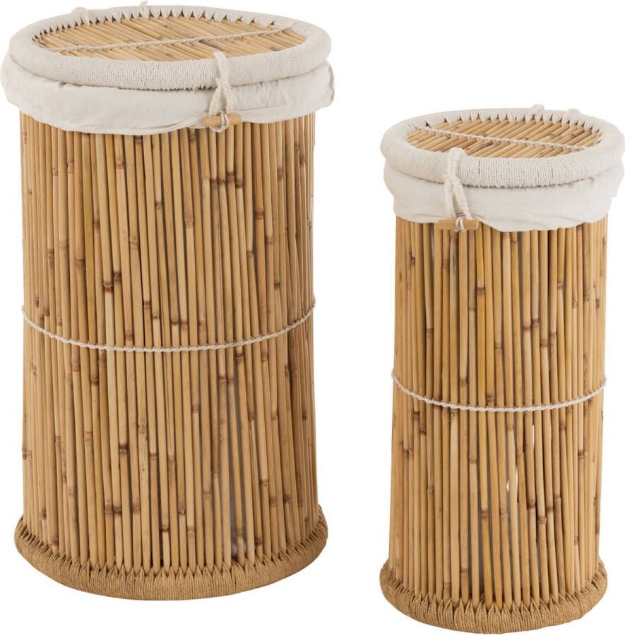 J-Line Set Van 2 Manden Cilinder Bamboe Natural|Wit