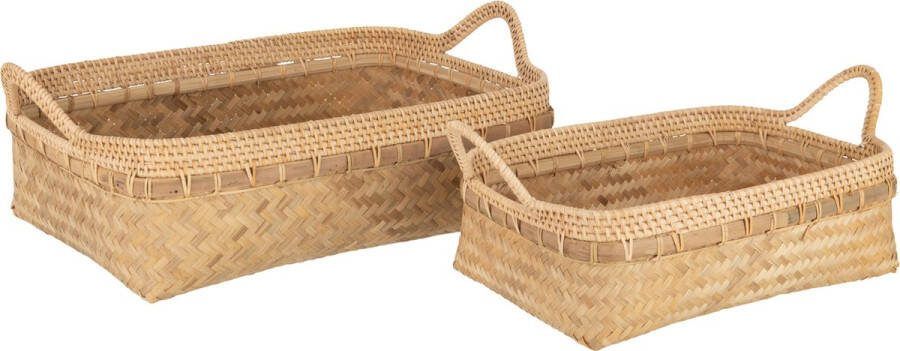 J-Line Set Van 2 Plateaus Bamboe Naturel Dienblad 47.00 x 34.00 cm