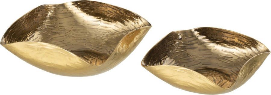 J-Line schaal metaal goud small 2 stuks woonaccessoires
