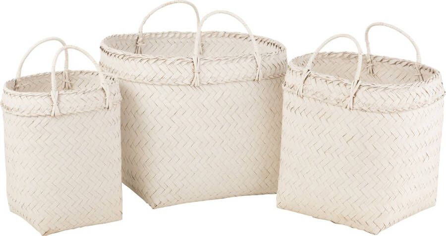 J-Line set van 3 manden Vierkant rotan wit