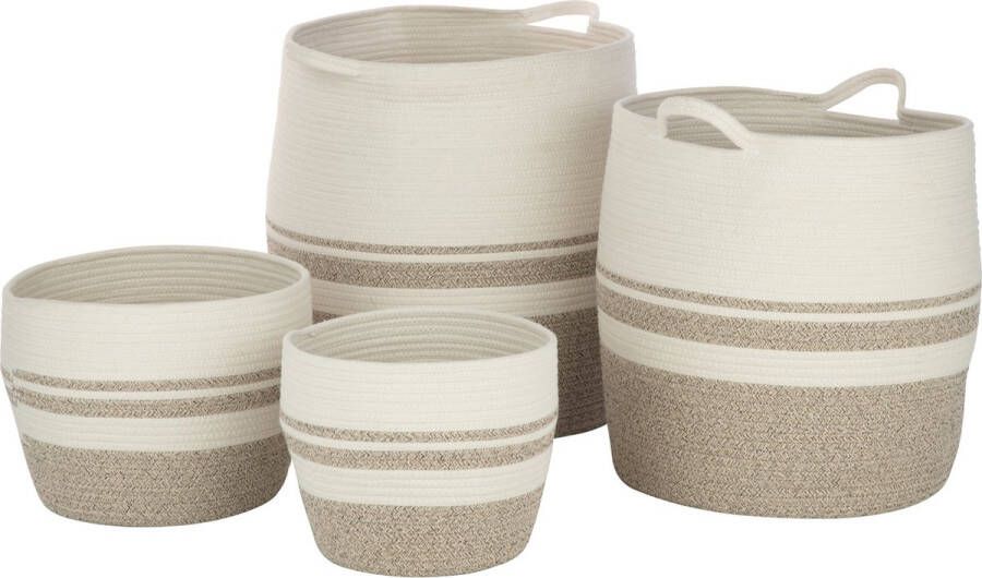 J-Line Set Van 4 Mand Strepen Polyester Wit Grei