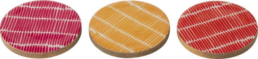 J-Line Set Van 4 Onderzetter Mango Hout Mix Assortiment Van 3