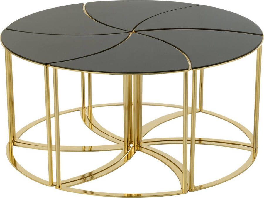 J-Line Set Van 6 Tafels Tornado Goud Metaal Mdf Glas