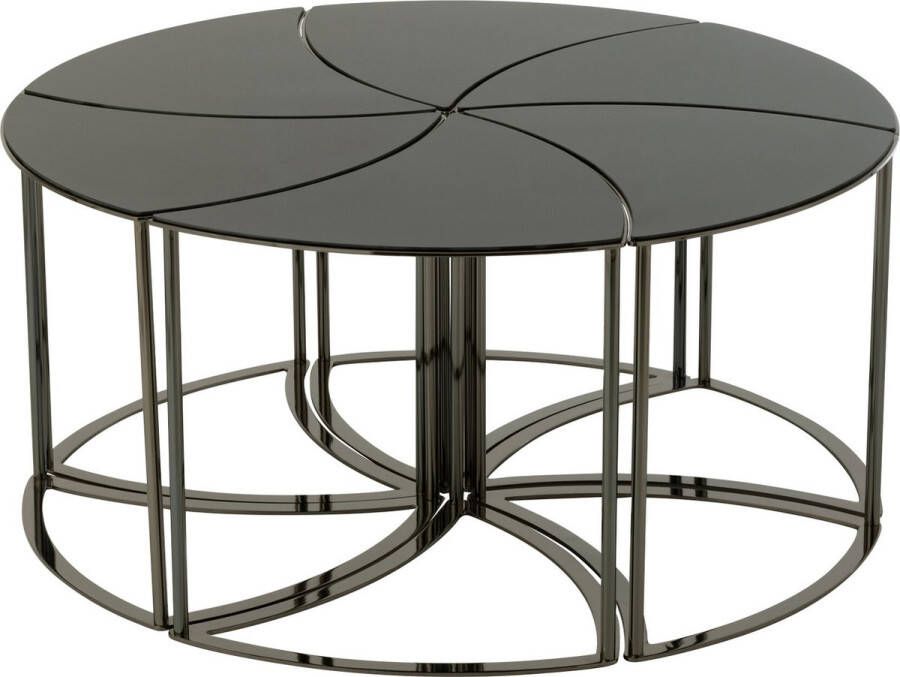 J-Line Set Van Zes Tafels Tornado Zwart Metaal Mdf Glas