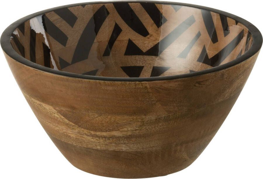 J-Line Ster Mango kom hout zwart naturel medium