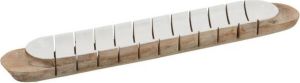 J-Line Stokbrood Schaal Strepen Mango Hout Wit