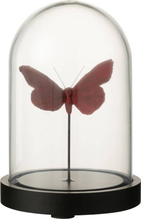 J-Line Stolp Vlinders Glas Rood Bordeaux Small