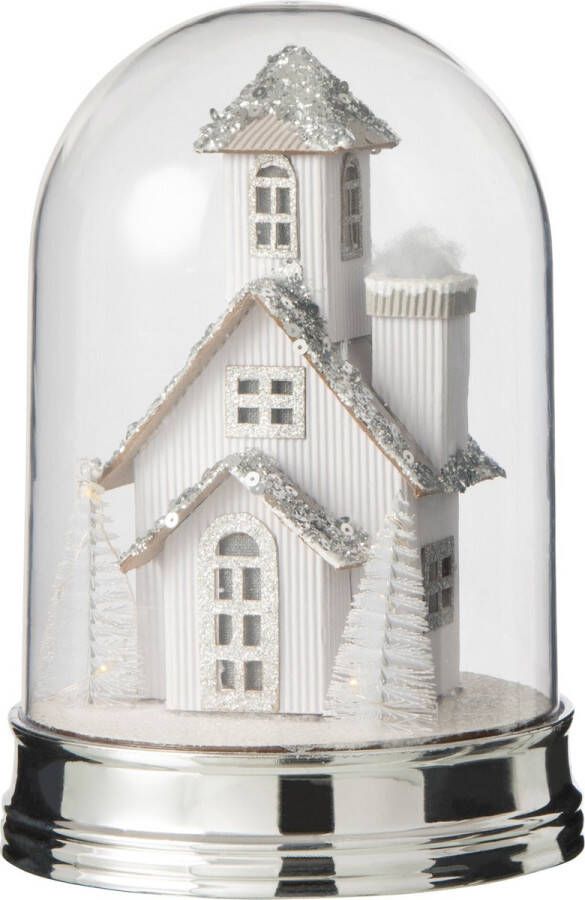 J-Line Stolp Winter Huis Led Acryl Wit Small