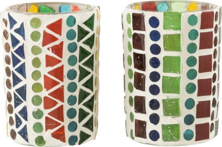 J-Line T-Lichthouder Eki Mozaiek Glas Mix Small Assortiment Van 2