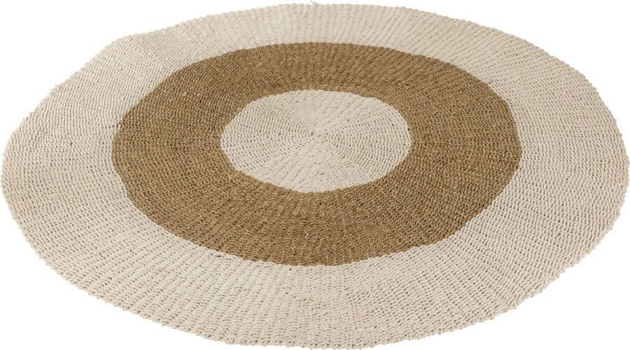 J-Line Tapijt Rond Zeegras Wit Naturel Large 197x197 CM