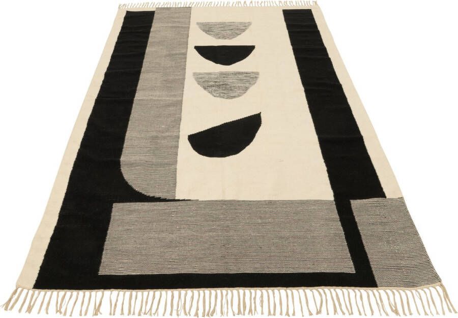 J-Line Tokyo tapijt vloerkleed polyester wit & zwart woonaccessoires Vloerkleed 302 x 198 cm