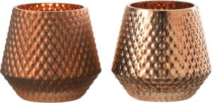 J-Line Theelichthouder Cari Glas Koper Small Assortiment Van Twee
