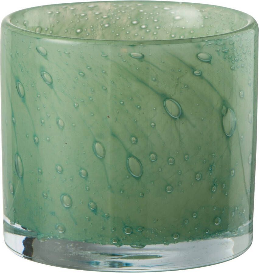 J-Line Theelichthouder | glas | groen | 8.5x8.5x (h)7.5 cm
