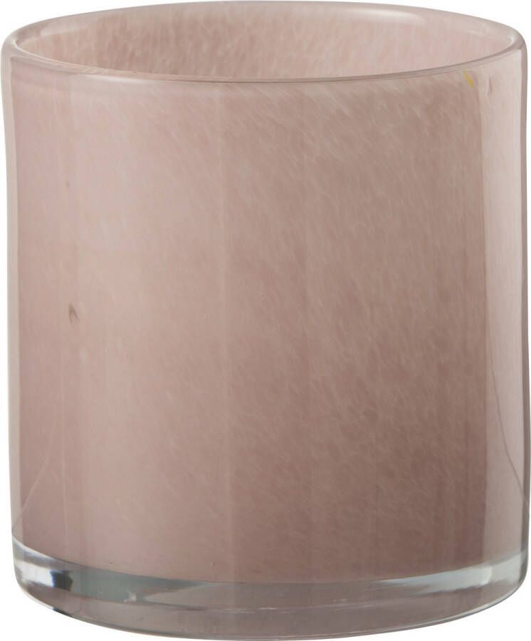 J-Line Theelichthouder | glas | roze | 12x12x(h)12 cm