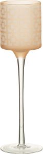 J-Line Theelichthouder On Voet Glas Beige Small