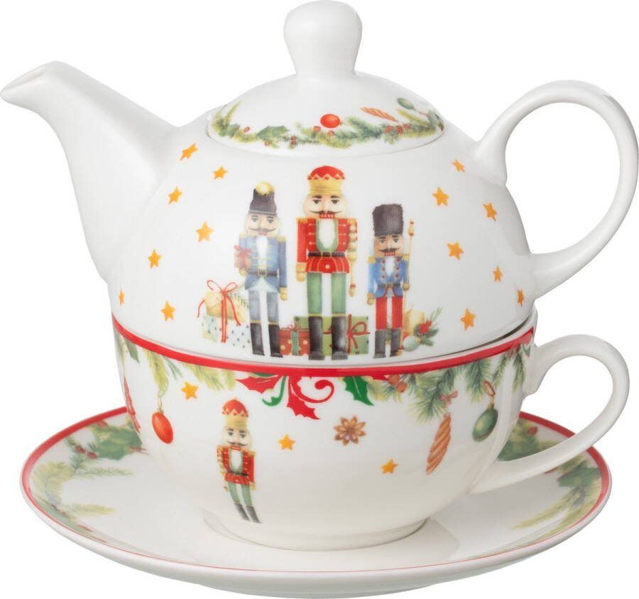 J-Line theepot notenkraker keramiek wit- giftbox