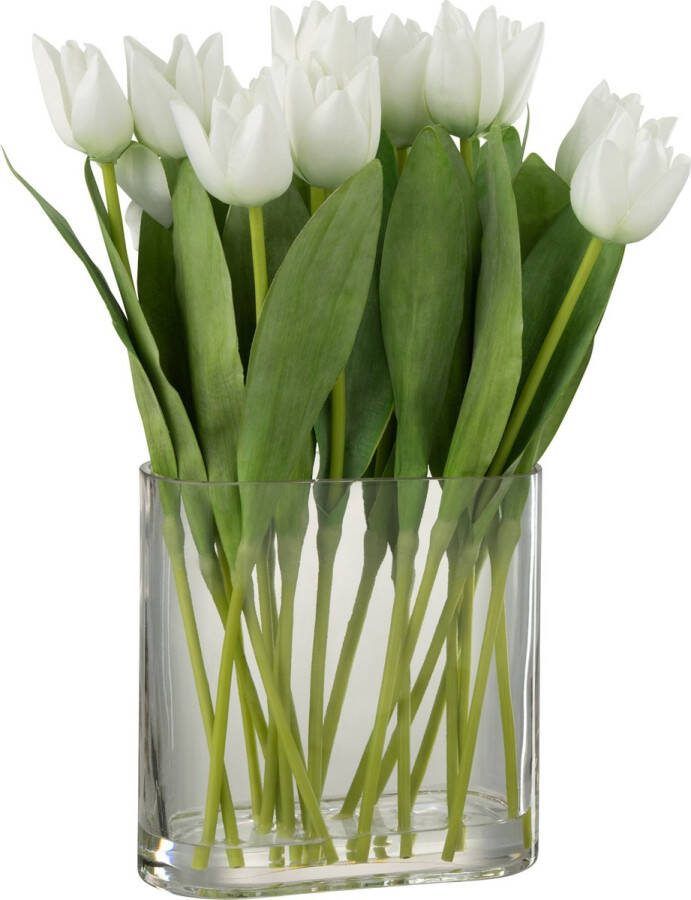 J-Line Tulpen | kunststof | wit | 19x12x (h)38 cm