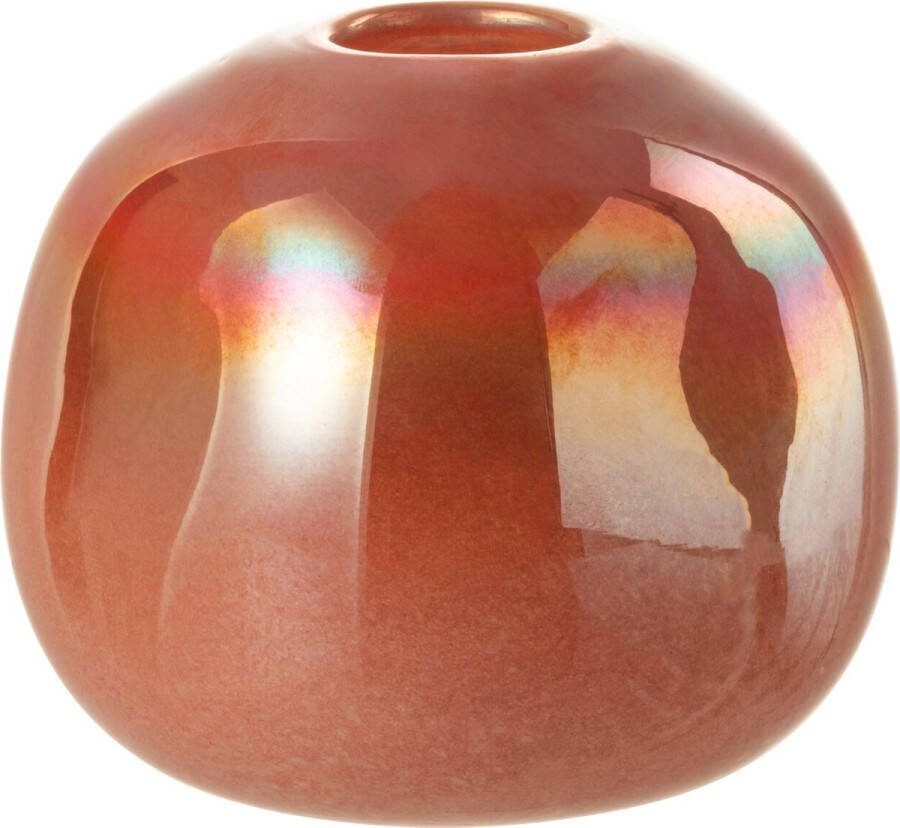 J-Line Vaas Bol Glas Rood Small Bloemenvaas 13.00 cm hoog