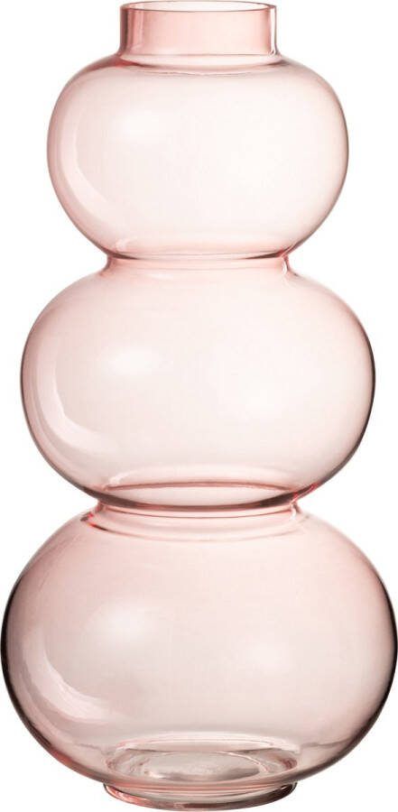 J-Line Vaas Bol Glas Roze Large Bloemenvaas 36.00 cm hoog