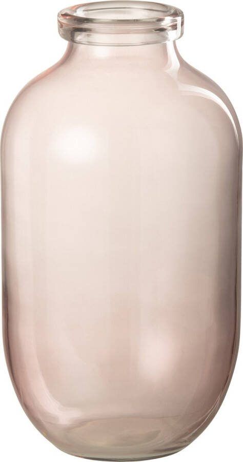 J-Line Vaas Bruni Glas Lichtroze Large Bloemenvaas 35.00 cm hoog
