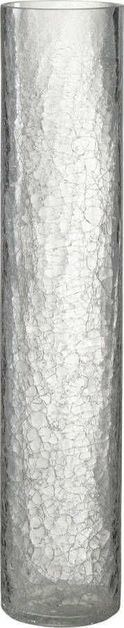 J-Line Vaas Cylinder Half Crackle Glas Transparant Large Bloemenvaas 50.00 cm hoog