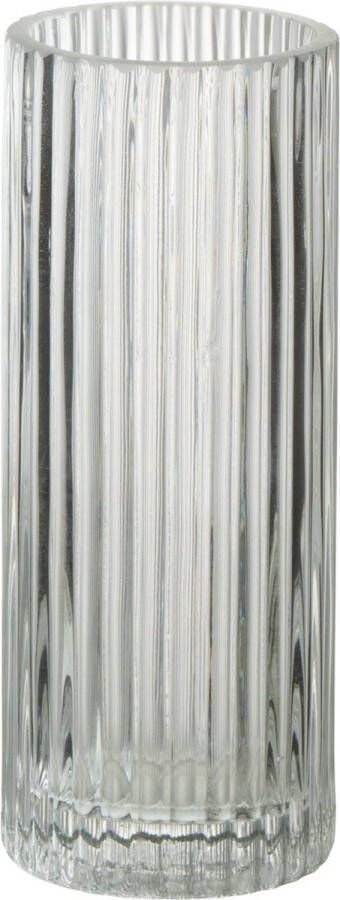 J-Line Vaas Cylinder Lijnen Glas Transparant Small Bloemenvaas 20.00 cm hoog