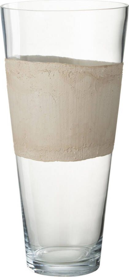 J-Line Vaas Delph Glas Transparant Beige Medium Bloemenvaas 45.00 cm hoog
