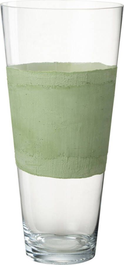 J-Line Vaas Delph Glas Transparant Groen Medium Bloemenvaas 45 cm hoog