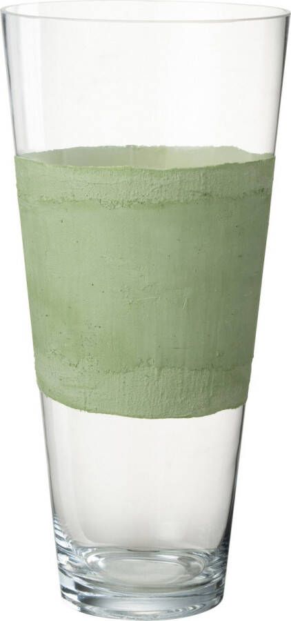 J-Line Vaas Delph Glas Transparant Groen Medium Bloemenvaas 45.00 cm hoog