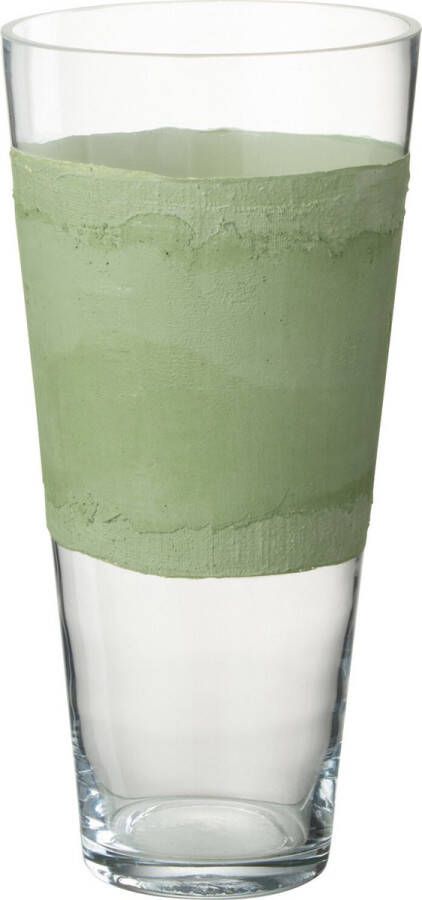 J-Line Vaas Delph Glas Transparant Groen Small Bloemenvaas 35.00 cm hoog