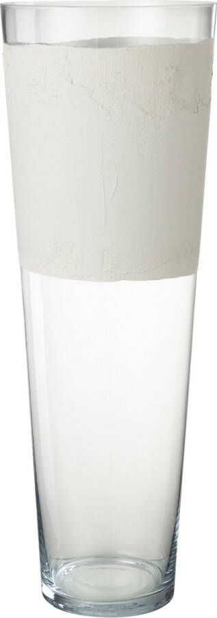 J-Line Vaas Delph Glas Transparant Wit Extralarge Bloemenvaas 70.00 cm hoog