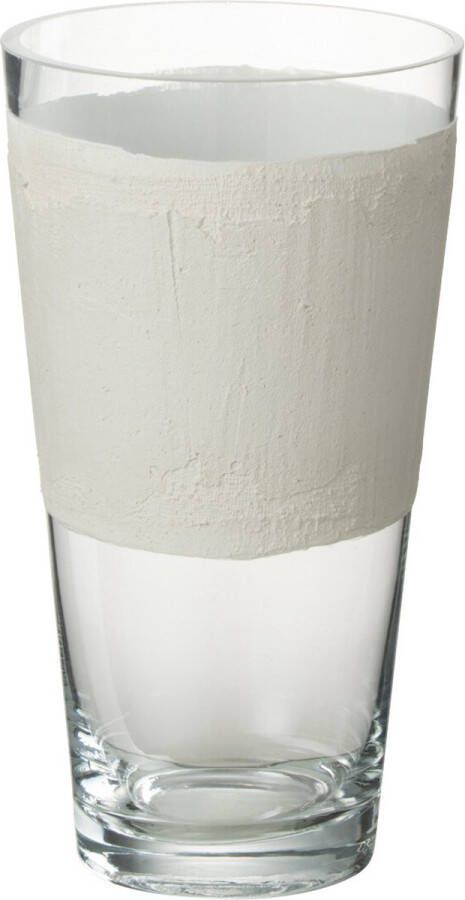 J-Line Vaas Delph Glas Transparant Wit Extrasmall Bloemenvaas 25 cm hoog